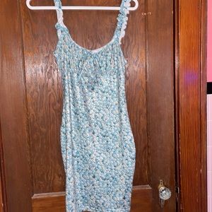SHEIN light blue with white flowers skin tight dress